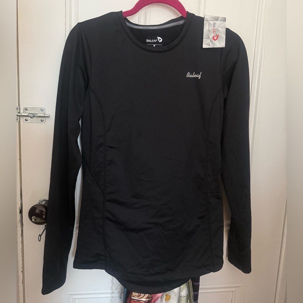 NWT Baleaf Black Crewneck Winter Athletic Long Sleeve Top
